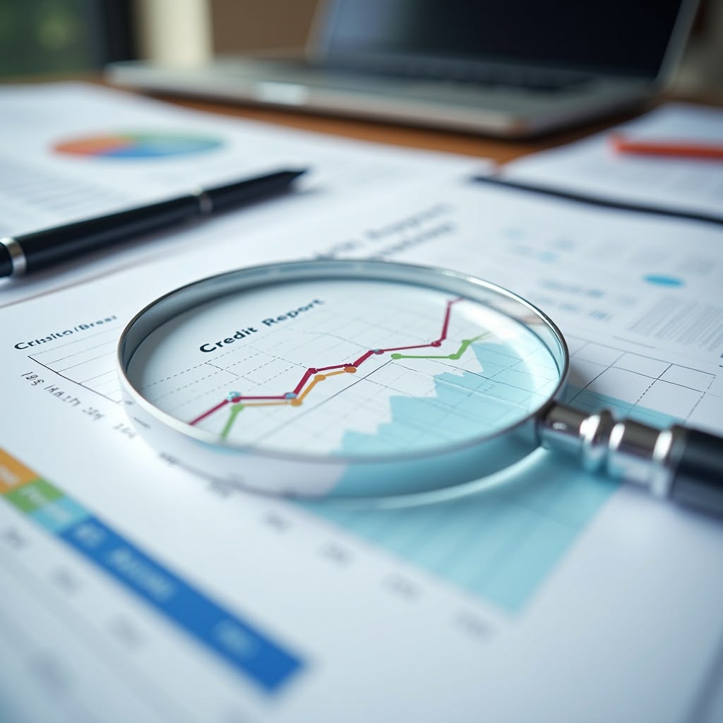 Loupe posée sur des graphiques financiers